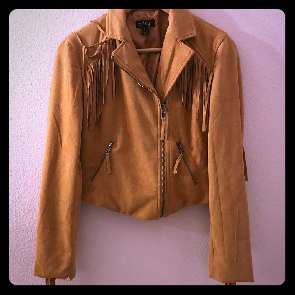 Suede fringe leather jacket